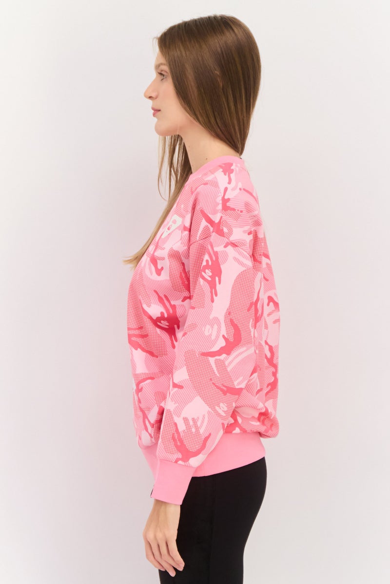 Aape By A Bathing Ape سويت شيرتات نسائية بأكمام طويلة وياقة دائرية، وردي - Image 2